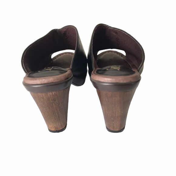 Sanita Women's Bliss Baja Slide Pump Black Leather Peep Toe Sandals US 6  EU 37 - Picture 4 of 7